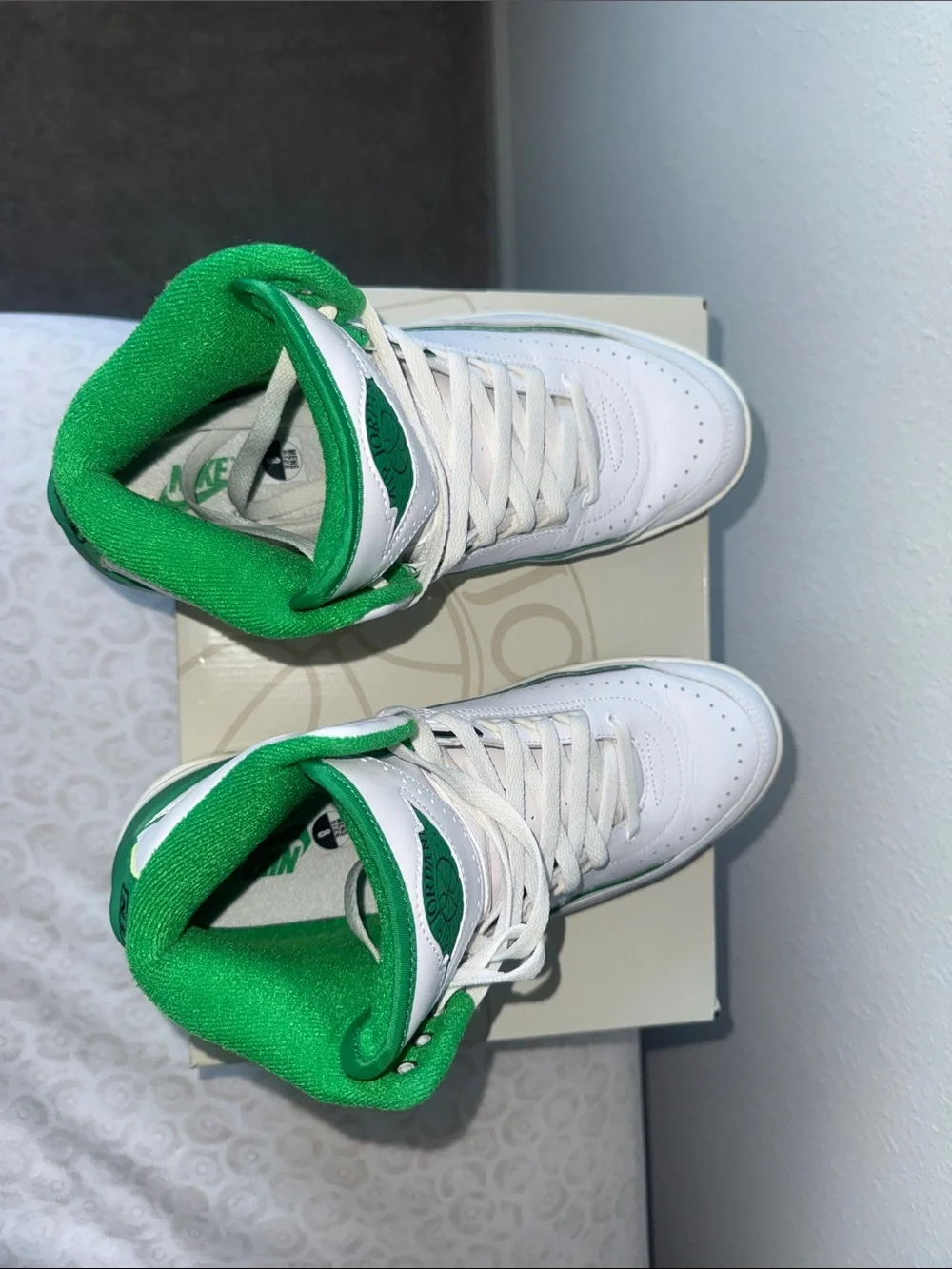 Jordan 2 Retro White Green High-Top Sneakers